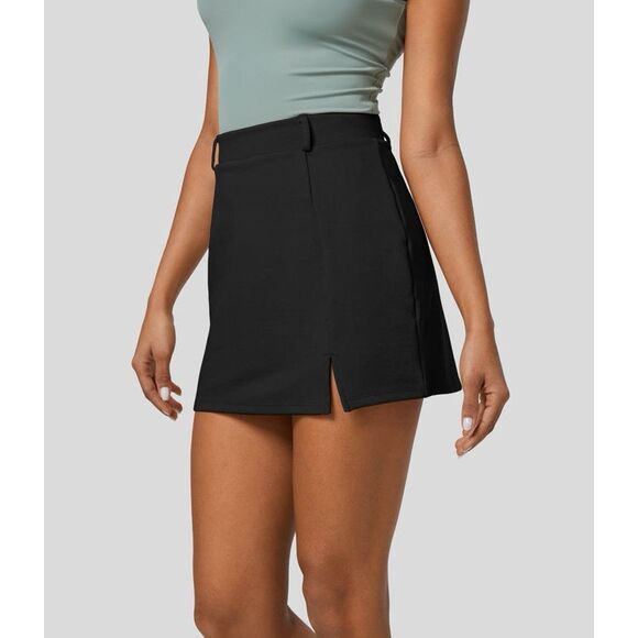 Halara High Waisted 2-in-1 Split Mini Work Skirt in Black Size S NWT - Picture 4 of 11